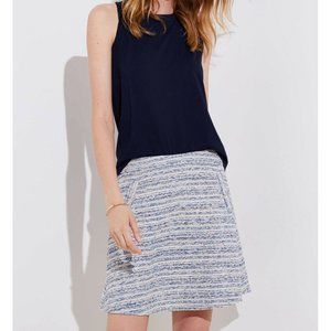 LOFT Women Career Tweed Skirt XS Blue White Mini A Line Straight Work Stretchy